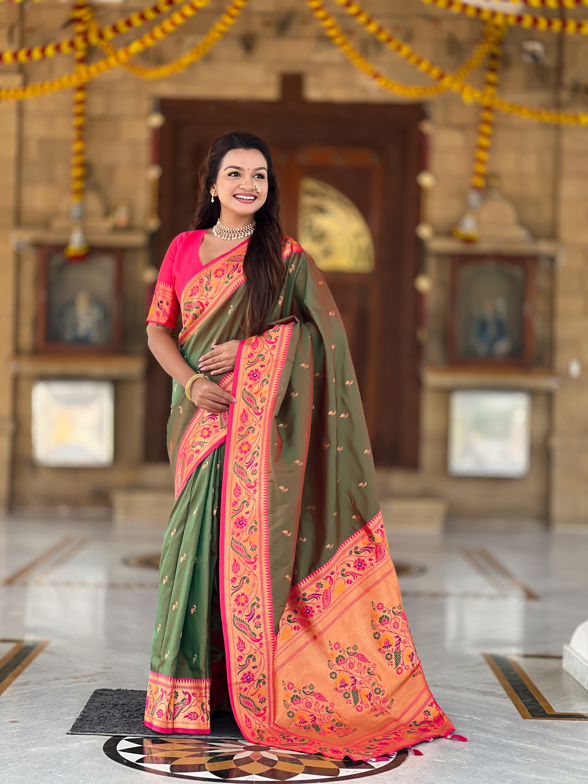 Royal Paithani Meenakari Weaving Silk Saree